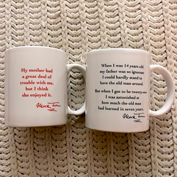 ❣️Mark Twain White Red Blue His & Hers Home Kitchen Black Tea Coffee Mugs (x2)❣️ - Picture 4 of 9